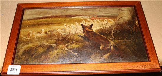 Victorian School, oil, Fox and geese